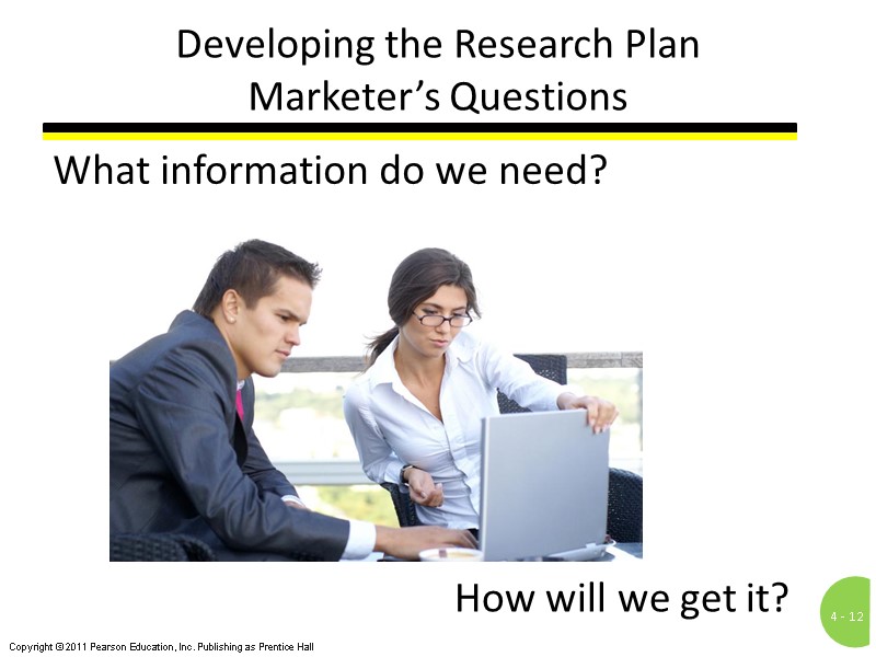 Developing the Research Plan Marketer’s Questions What information do we need? How will we